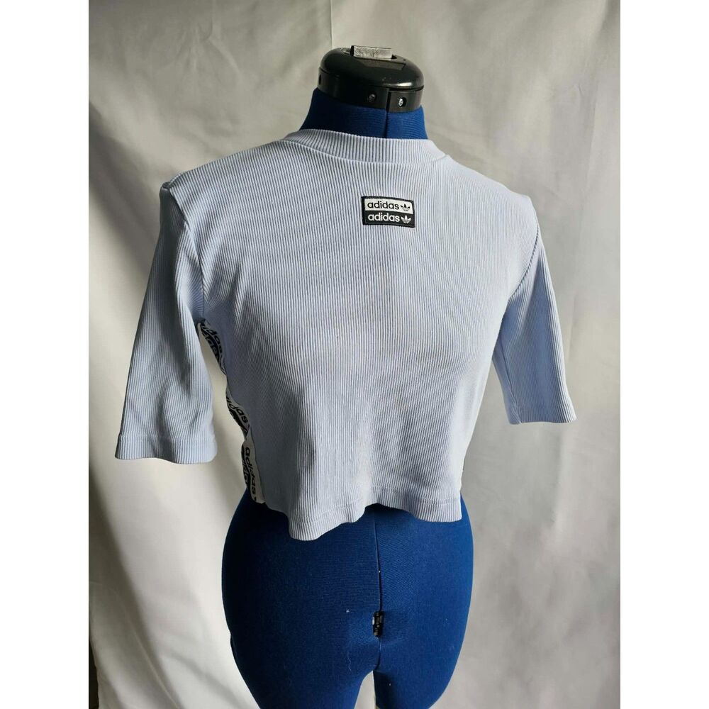 Retro adidas Originals Light Blue Cropped Ribbed Top M